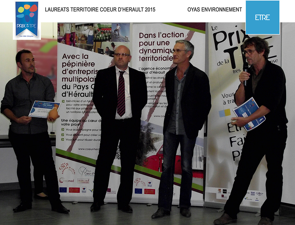 Oyas Environnement lauréat Coeur d'Hérault du Prix de la TPE 2015 dans la catégorie "Etre"